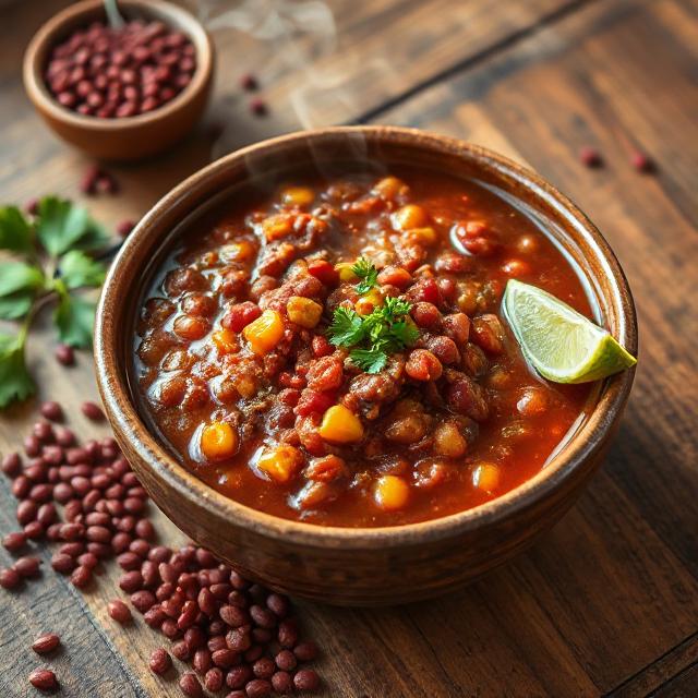 Herzhaftes Veganes Chili sin Carne mit Linsen