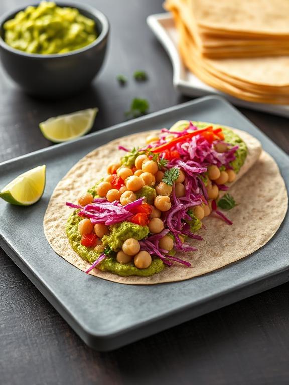 Vegane Kichererbsenmehl-Wraps mit cremiger Guacamole